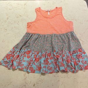 435 by Matilda Jane striped ruffle floral tank SZ 14
